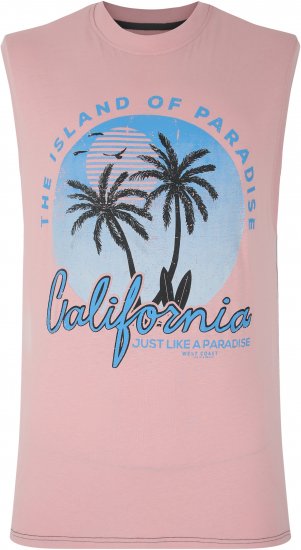 Kam Jeans 5727 California Paradise Sleeveless T-Shirt Pink - Tricouri - Tricouri Bărbați Mărimi Mari