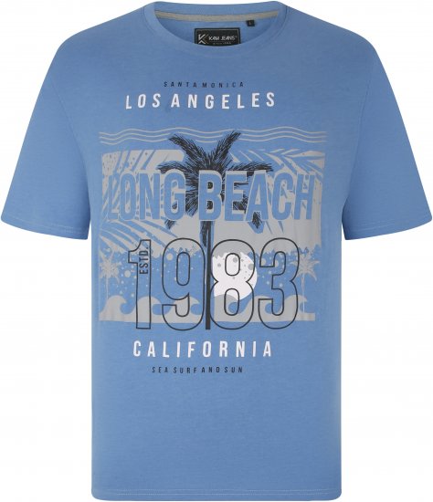 Kam Jeans 5729 Long Beach Print T-Shirt Blue Marl - Tricouri - Tricouri Bărbați Mărimi Mari