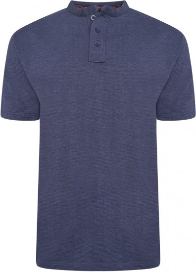 Kam Jeans 5744 Textured Jersey Grandad Top Indigo - Tricouri polo - Tricouri Polo Bărbați Mărimi Mari