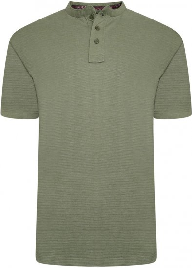 Kam Jeans 5744 Textured Jersey Grandad Top Khaki - Tricouri polo - Tricouri Polo Bărbați Mărimi Mari