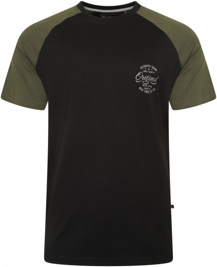 Kam Jeans 5747 Raglan T-Shirt with Print Black - Tricouri - Tricouri Bărbați Mărimi Mari