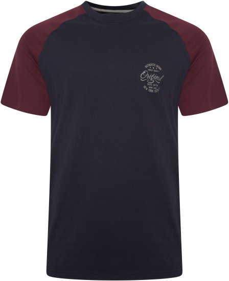 Kam Jeans 5747 Raglan T-Shirt with Print Navy - Tricouri - Tricouri Bărbați Mărimi Mari