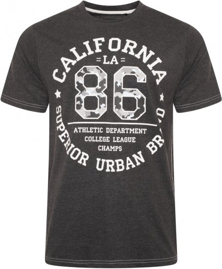 Kam Jeans 5748 California Camo 86 Print T-Shirt Charcoal Marl - Tricouri - Tricouri Bărbați Mărimi Mari
