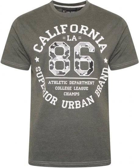 Kam Jeans 5748 California Camo 86 Print T-Shirt Khaki Marl - Tricouri - Tricouri Bărbați Mărimi Mari