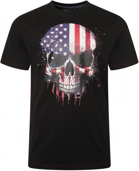Kam Jeans 5756 USA Ghost Skull Print T-Shirt Black - Tricouri - Tricouri Bărbați Mărimi Mari