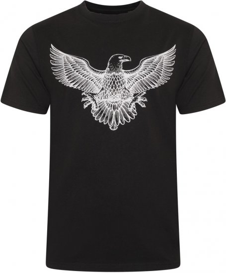 Kam Jeans 5758 Eagle Print T-Shirt Black - Tricouri - Tricouri Bărbați Mărimi Mari