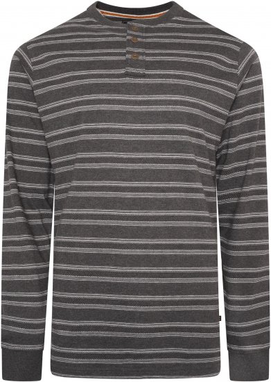 Kam jeans 5761 Embossed Waffle Stripe Long Sleeve Henley Shirt Charcoal - Tricouri polo - Tricouri Polo Bărbați Mărimi Mari