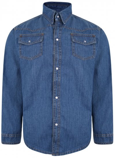 Kam Jeans 602 Denim Shirt Stonewash - Cămăși - Cămăși Bărbați Mărimi Mari