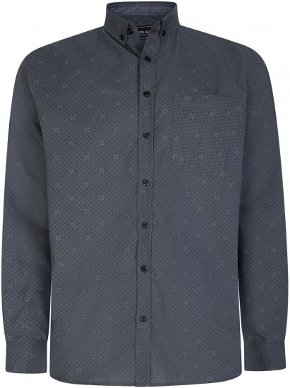Kam Jeans 6033 Dobby Printed Long Sleeve Shirt Charcoal - Cămăși - Cămăși Bărbați Mărimi Mari