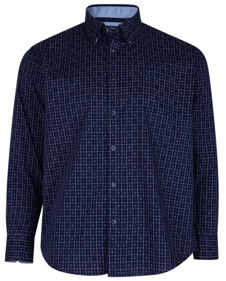 Kam Jeans 6158 Long Sleeve Dobby Embroidery Shirt Navy - Cămăși - Cămăși Bărbați Mărimi Mari