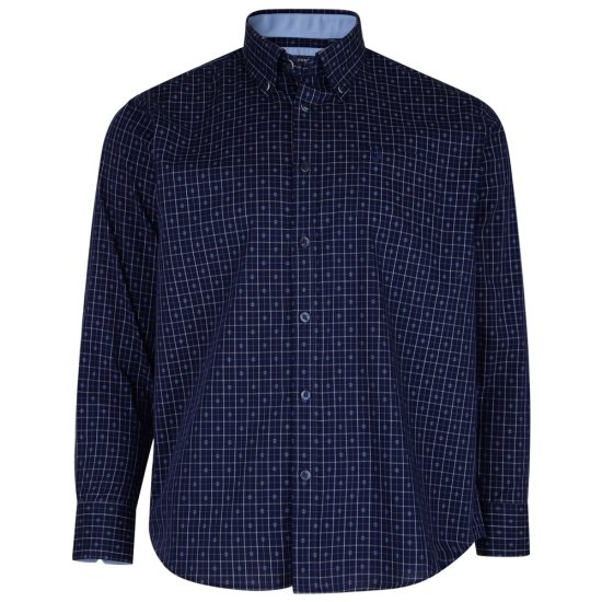 Kam Jeans 6158 Long Sleeve Dobby Embroidery Shirt Navy - Cămăși - Cămăși Bărbați Mărimi Mari
