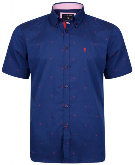 Kam Jeans 6160 Short Sleeve Dobby Print Shirt Twilight Blue - Cămăși - Cămăși Bărbați Mărimi Mari