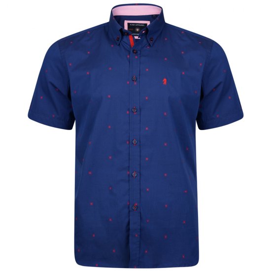 Kam Jeans 6160 Short Sleeve Dobby Print Shirt Twilight Blue - Cămăși - Cămăși Bărbați Mărimi Mari
