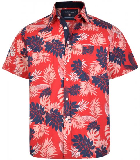 Kam Jeans 6166 Hawaii Shirt Red - Cămăși - Cămăși Bărbați Mărimi Mari