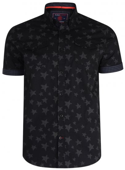 Kam Jeans 6171 Short Sleeve Shirt Charcoal - Cămăși - Cămăși Bărbați Mărimi Mari