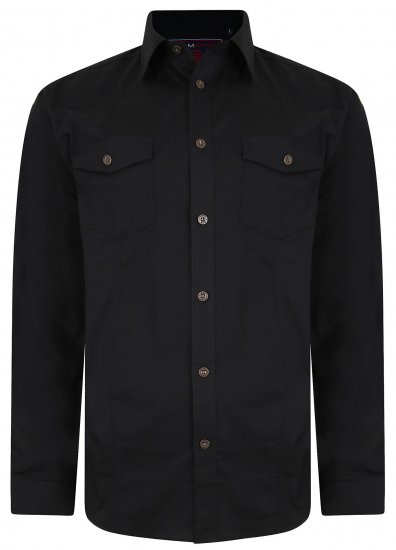 Kam Jeans Retro Long Sleeve Stretch Shirt Black - Cămăși - Cămăși Bărbați Mărimi Mari
