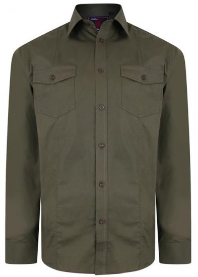 Kam Jeans Retro Long Sleeve Stretch Shirt Khaki - Cămăși - Cămăși Bărbați Mărimi Mari
