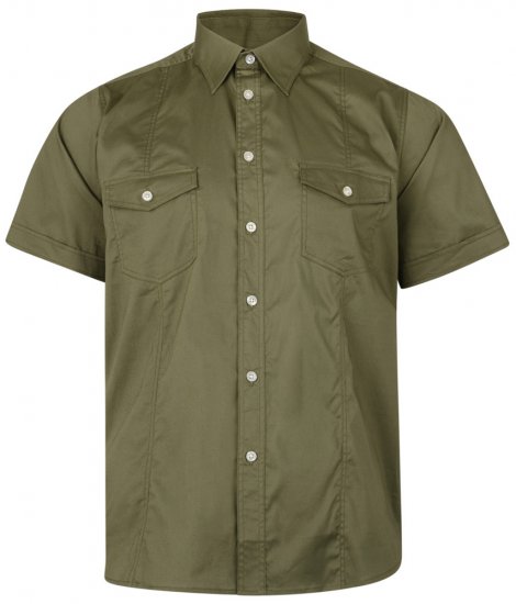 Kam Jeans Retro Short Sleeve Stretch Shirt Khaki - Cămăși - Cămăși Bărbați Mărimi Mari