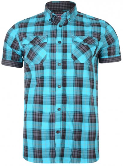 Kam Jeans 6184 Short Sleeve Shirt Teal - Cămăși - Cămăși Bărbați Mărimi Mari