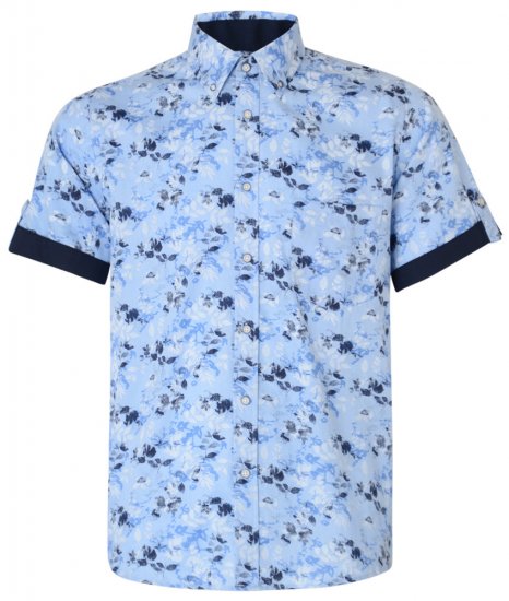 Kam Jeans 6190 Short Sleeve Shirt Blue - Cămăși - Cămăși Bărbați Mărimi Mari