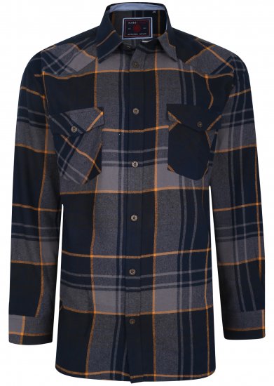Kam Jeans 6193 Long Sleeve Flannel Shirt Navy - Cămăși - Cămăși Bărbați Mărimi Mari