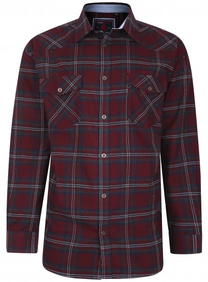 Kam Jeans 6194 Long Sleeve Flannel Shirt Burgundy - Cămăși - Cămăși Bărbați Mărimi Mari