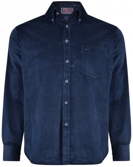 Kam Jeans 6195 Long Sleeve Corduroy Shirt Navy - Cămăși - Cămăși Bărbați Mărimi Mari