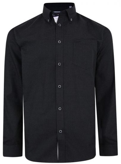 Kam Jeans 6210 LS Dobby Stitch Shirt Black - Cămăși - Cămăși Bărbați Mărimi Mari