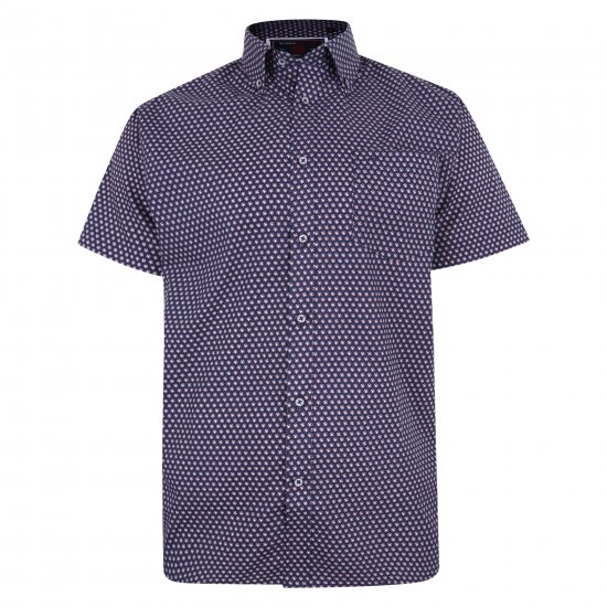 Kam Jeans 6211 SS Dobby Print Shirt Navy - Cămăși - Cămăși Bărbați Mărimi Mari