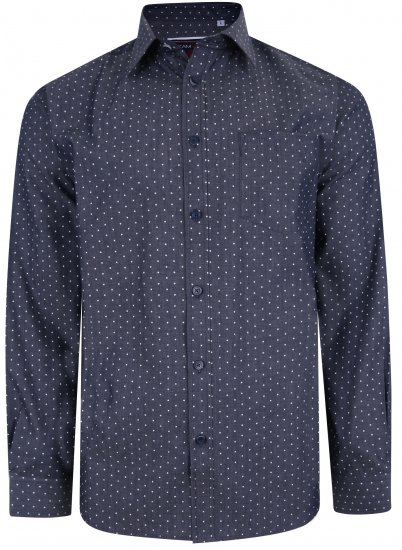 Kam Jeans KBS 6212 Star Print Chambray Shirt Indigo - Cămăși - Cămăși Bărbați Mărimi Mari