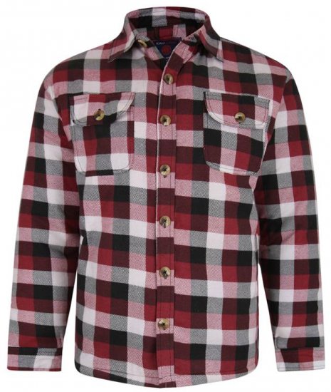 Kam Jeans 6213 Sherpa Lined Flannel Shirt Burgundy - Cămăși - Cămăși Bărbați Mărimi Mari