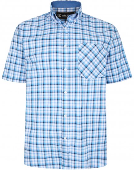 Kam Jeans 6214 Check Shirt Blue - Cămăși - Cămăși Bărbați Mărimi Mari