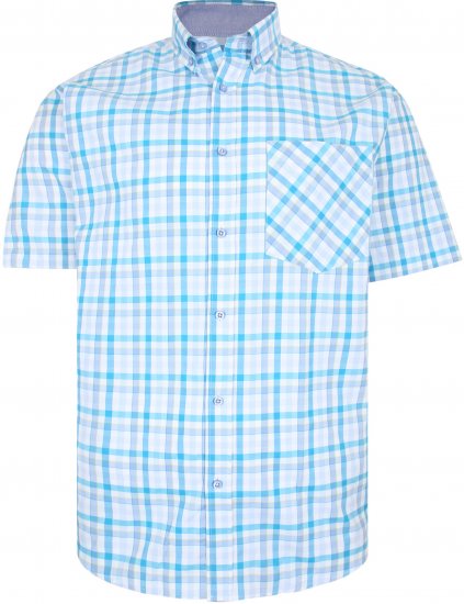 Kam Jeans 6215 Summer Check Shirt Turquoise - Cămăși - Cămăși Bărbați Mărimi Mari