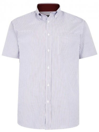 Kam Jeans 6218 SS Casual Stripe Shirt Burgundy - Cămăși - Cămăși Bărbați Mărimi Mari