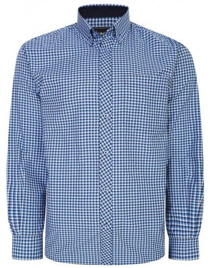 Kam Jeans 6219 LS Mini Gingham Check Shirt Navy - Cămăși - Cămăși Bărbați Mărimi Mari