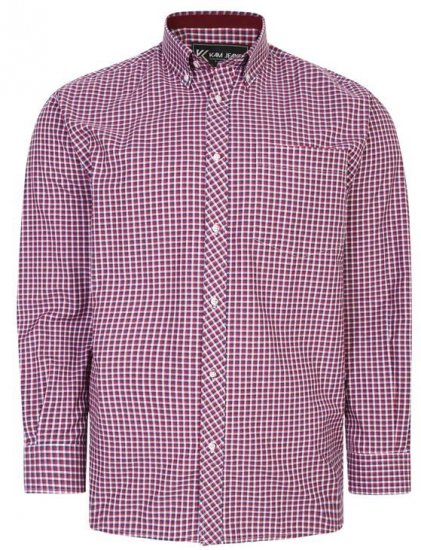 Kam Jeans 6219 LS Mini Gingham Check Shirt Red - Cămăși - Cămăși Bărbați Mărimi Mari