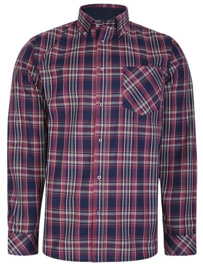 Kam Jeans 6221 Casual Checked Shirt Plum - Cămăși - Cămăși Bărbați Mărimi Mari