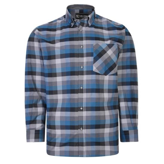 Kam Jeans 6222 Grazed Check Pattern Shirt Turquoise - Cămăși - Cămăși Bărbați Mărimi Mari