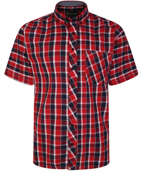 Kam Jeans 6240 SS Check Shirt Red - Cămăși - Cămăși Bărbați Mărimi Mari