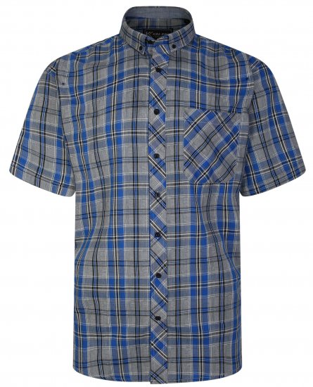 Kam Jeans 6241 SS Check Shirt Blue - Cămăși - Cămăși Bărbați Mărimi Mari