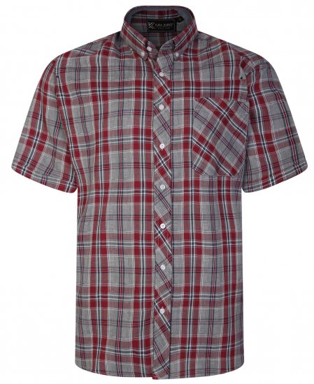 Kam Jeans 6241 SS Check Shirt Burgundy - Cămăși - Cămăși Bărbați Mărimi Mari