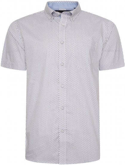 Kam Jeans 6279 All Over Geo Print Shirt White - Cămăși - Cămăși Bărbați Mărimi Mari
