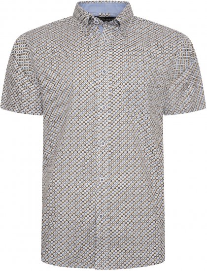 Kam Jeans 6281 All Over Geo Print Shirt White - Cămăși - Cămăși Bărbați Mărimi Mari