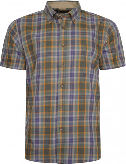 Kam Jeans 6282 Casual SS Check Shirt Brown - Cămăși - Cămăși Bărbați Mărimi Mari