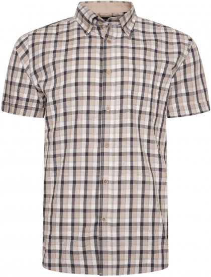Kam Jeans 6282 Casual SS Check Shirt Beige - Cămăși - Cămăși Bărbați Mărimi Mari