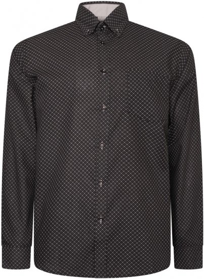 Kam Jeans 6299 Long Sleeve All Over Diamond Print Shirt Black - Cămăși - Cămăși Bărbați Mărimi Mari