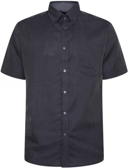 Kam Jeans 6300 Dobby Stripe Short Sleeve Shirt Dark Grey - Cămăși - Cămăși Bărbați Mărimi Mari
