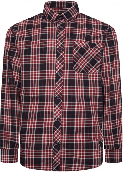 Kam Jeans 6301 LS Casual Check Shirt Red - Cămăși - Cămăși Bărbați Mărimi Mari