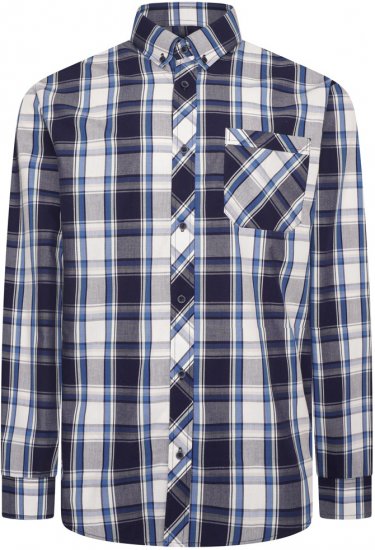 Kam Jeans 6301 LS Casual Check Shirt Navy - Cămăși - Cămăși Bărbați Mărimi Mari