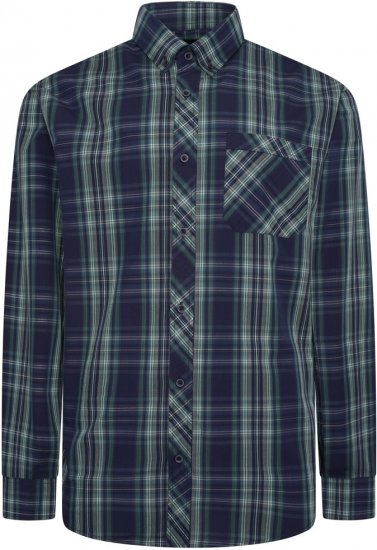 Kam Jeans 6301 LS Casual Check Shirt Teal - Cămăși - Cămăși Bărbați Mărimi Mari